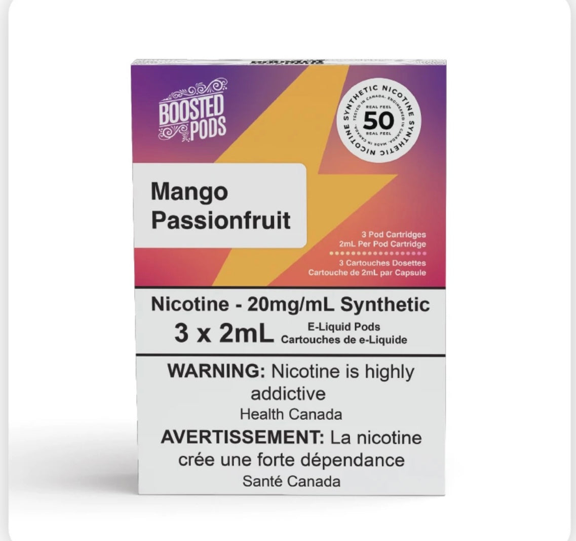 Boosted pods STLTH Compatible - Mango Passionfruit - 50MG HIT - Synthetic Nicotine