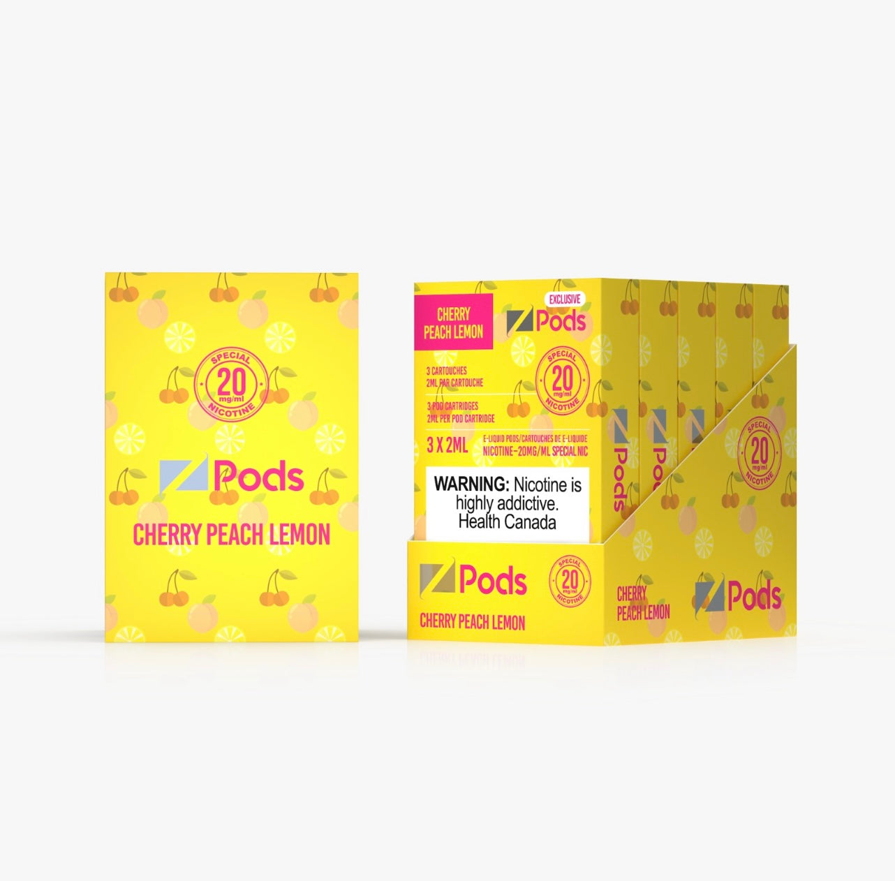 Z pods STLTH Compatible - Cherry Peach Lemon - Supreme Nic Blend 20MG with 50MG Throat Hit