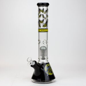 Glass Bong - PROTECT YA NECK (Killa Bees) -15.5 Inches Tree Arm Percolator Glass Bong