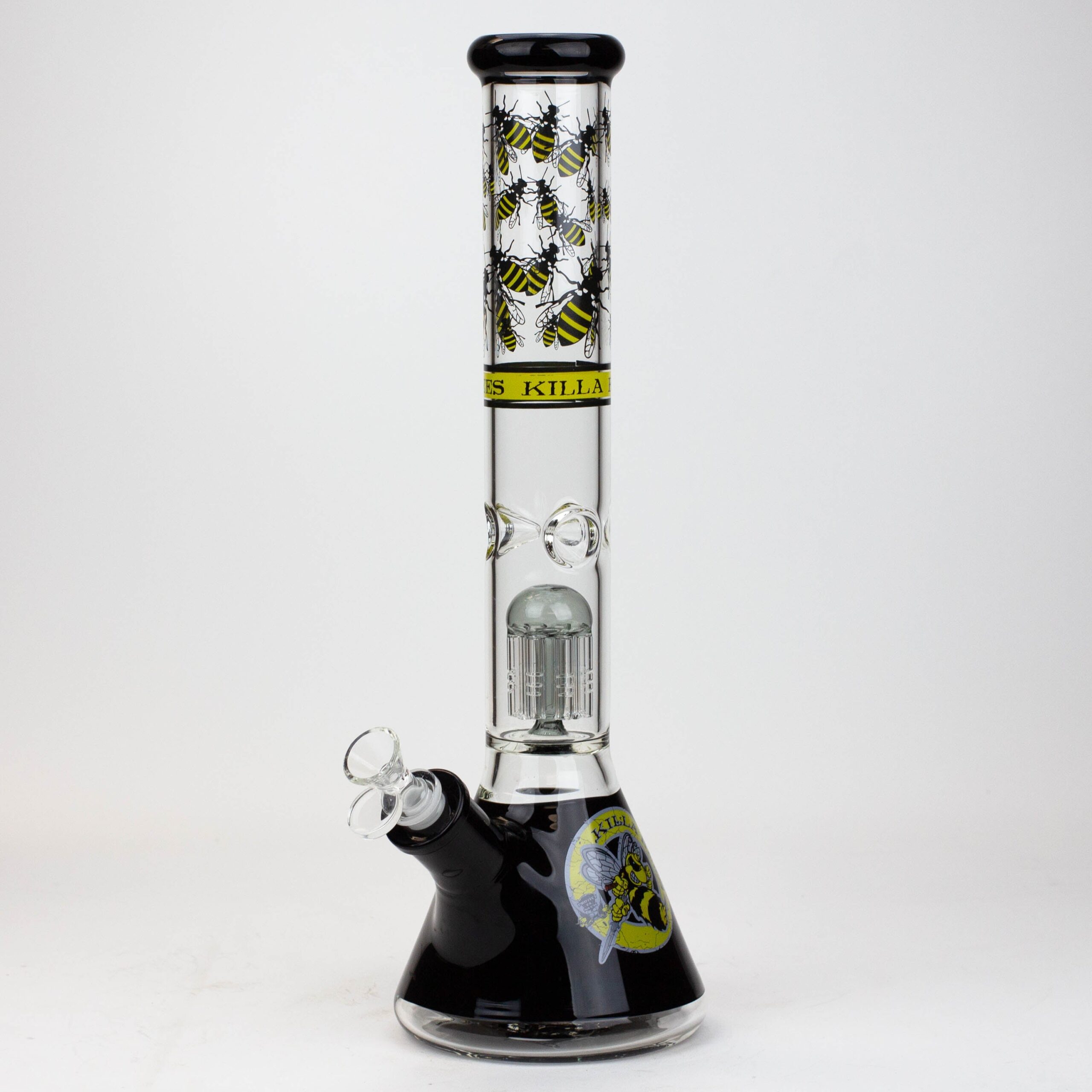 Glass Bong - PROTECT YA NECK (Killa Bees) -15.5 Inches Tree Arm Percolator Glass Bong