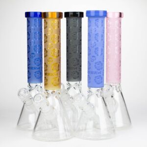 COBRA | 14" Sandblasted Geometric Graphic- 7 mm Glass Bong