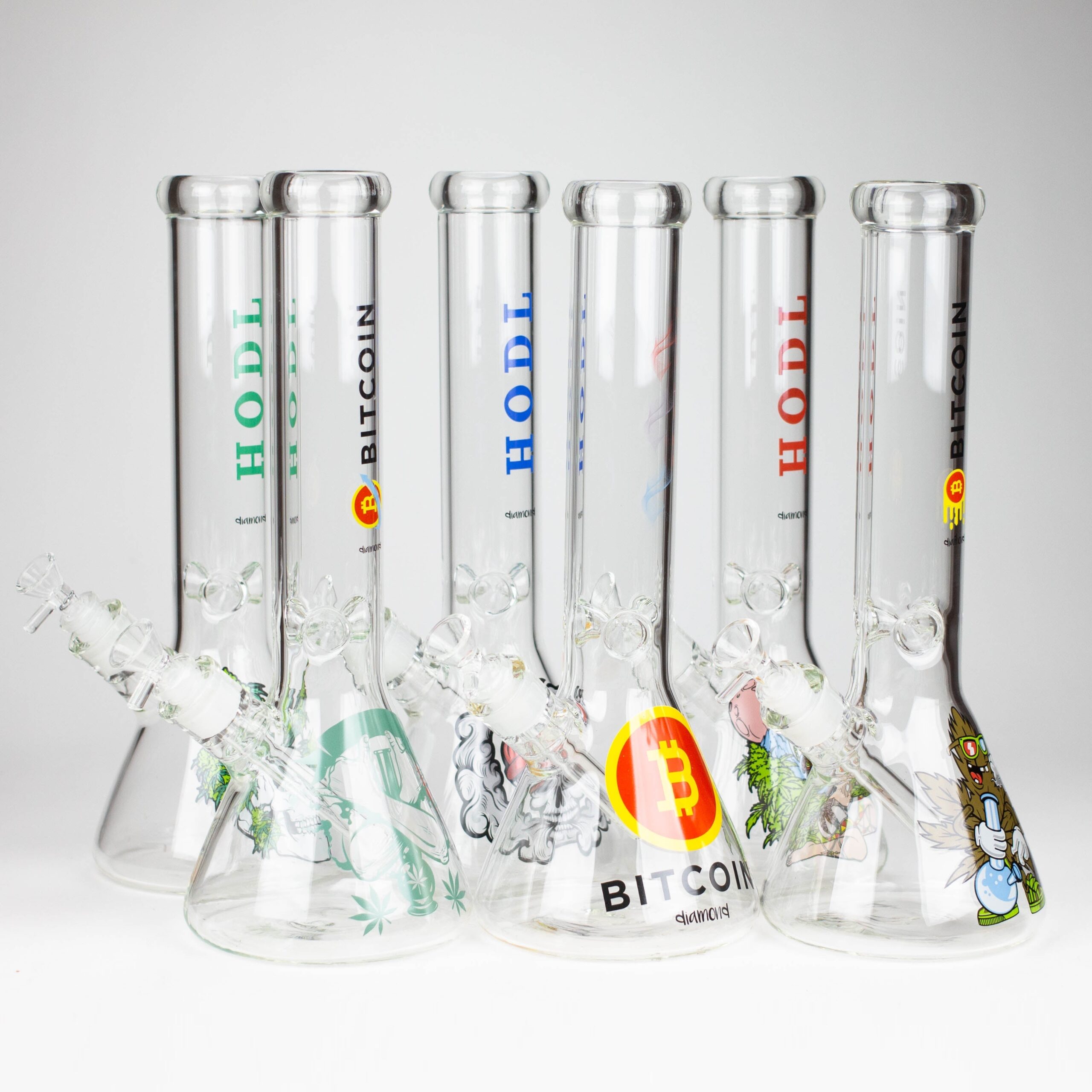 14" Crypto Beaker Glass water Bong - Diamond