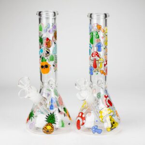 10" Glass Bong With Cartoon Design