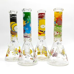 Beaker Glass Bong - Cartoon Design - 14"