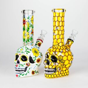9" Sugar Skull-Themed Glass Bong