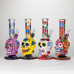 10" Sugar Skull-Themed Glass Bong