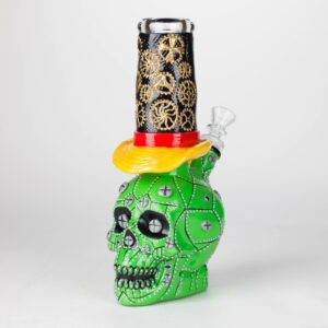 9" Wizard-Themed Sugar Skull - Glass Bong