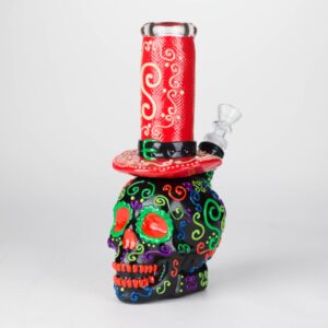 9" Wizard-Themed Sugar Skull Glow-in-the-Dark Glass Bong