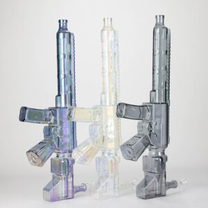 22" Electroplated Machine Gun Design Glass Bong + Display Stand