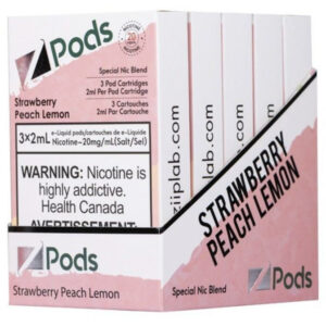 Z pods STLTH Compatible -  Strawberry Peach Lemon - Supreme Nic Blend 20MG with 50MG Throat Hit