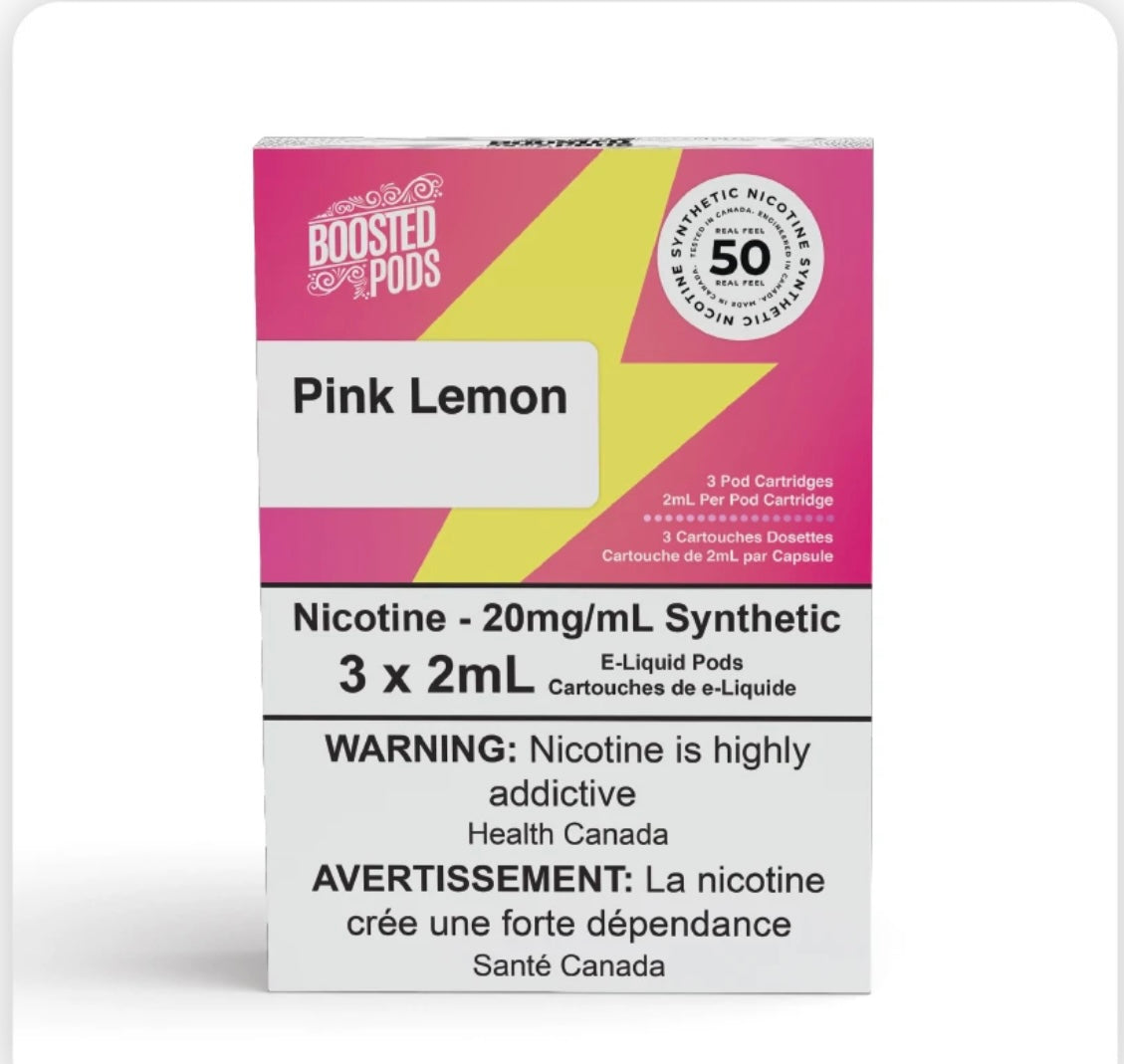 Boosted pods STLTH Compatible - Pink Lemon - 50MG HIT - Synthetic Nicotine
