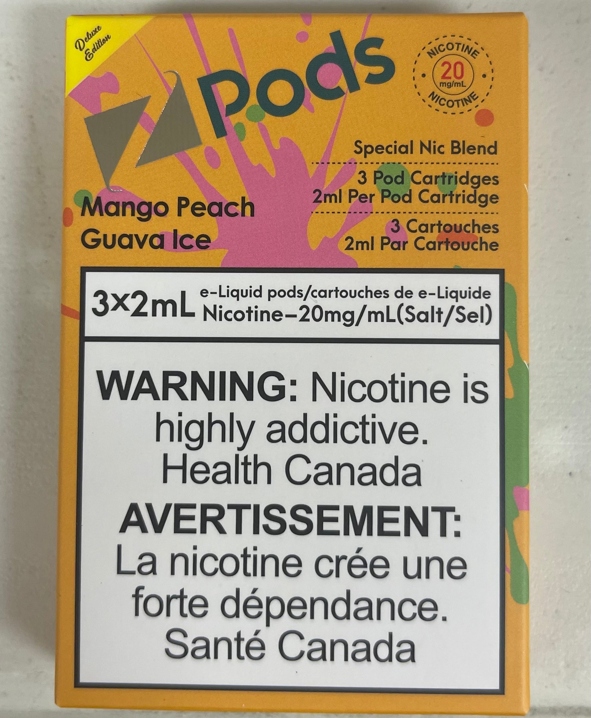 Zpods Stlth Compatible Mango Peach Guava Ice - Supreme Nic Blend - 20 MG with 50 MG Throat Hit / Ontario