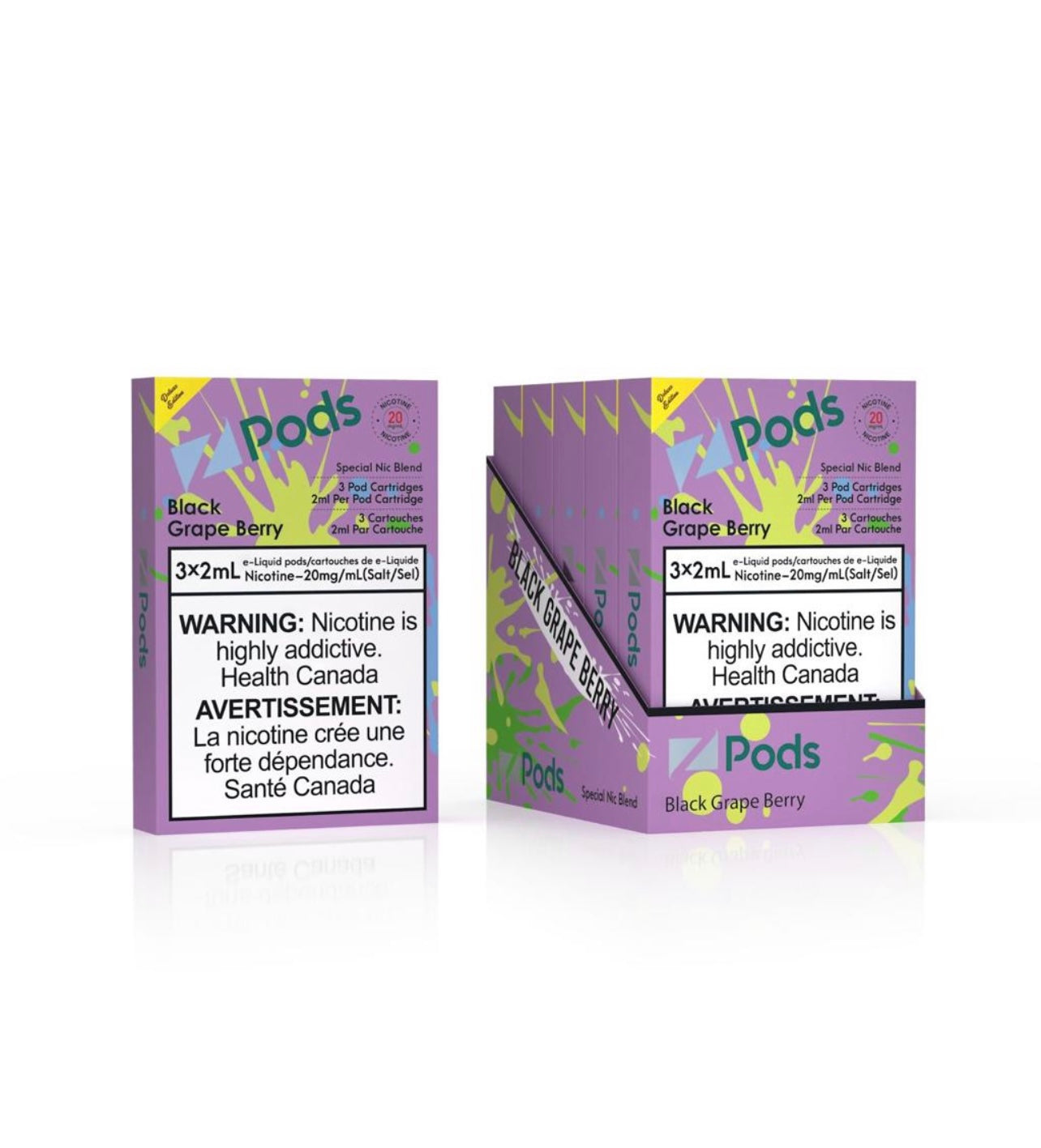 Z pods STLTH Compatible - Black Grape Berry - Supreme Nic Blend 20MG with 50MG Throat Hit