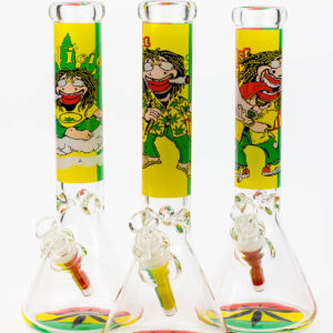 Classic Beaker Glass Bong - Rasta Man - 13.5 Inches