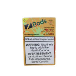 Z pods STLTH Compatible - Sour Mango Peach - Supreme Nic Blend 2% with 50MG Throat Hit