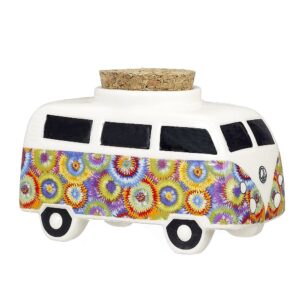 VINTAGE BUS STASH JAR - COLORFUL FLOWER BURST DESIGN