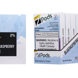 Z pods STLTH Compatible -  Blue Raspberry Grape - Supreme Nic Blend 20MG with 50MG Throat Hit