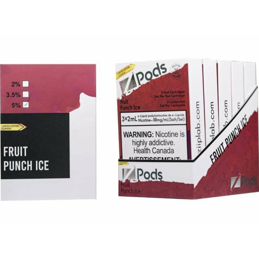 Z pods STLTH Compatible - Fruit Punch Ice - Supreme Nic Blend 2% with 50MG Throat Hit
