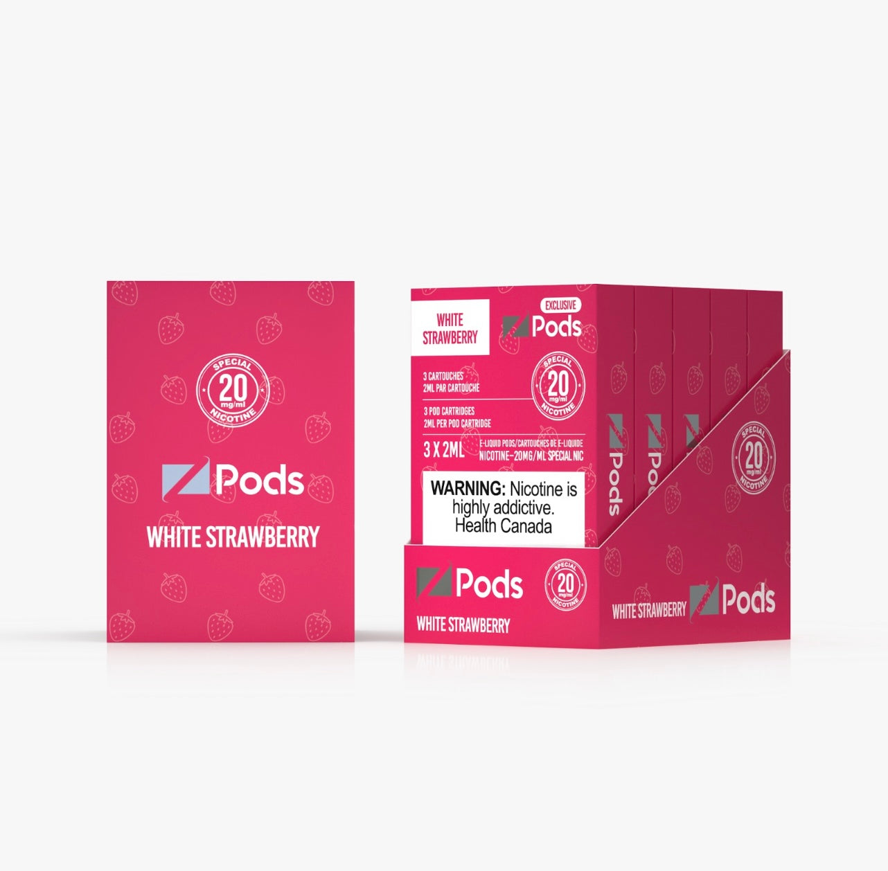 Z pods STLTH Compatible White Strawberry - Supreme Nic Blend 20MG with 50MG Throat Hit