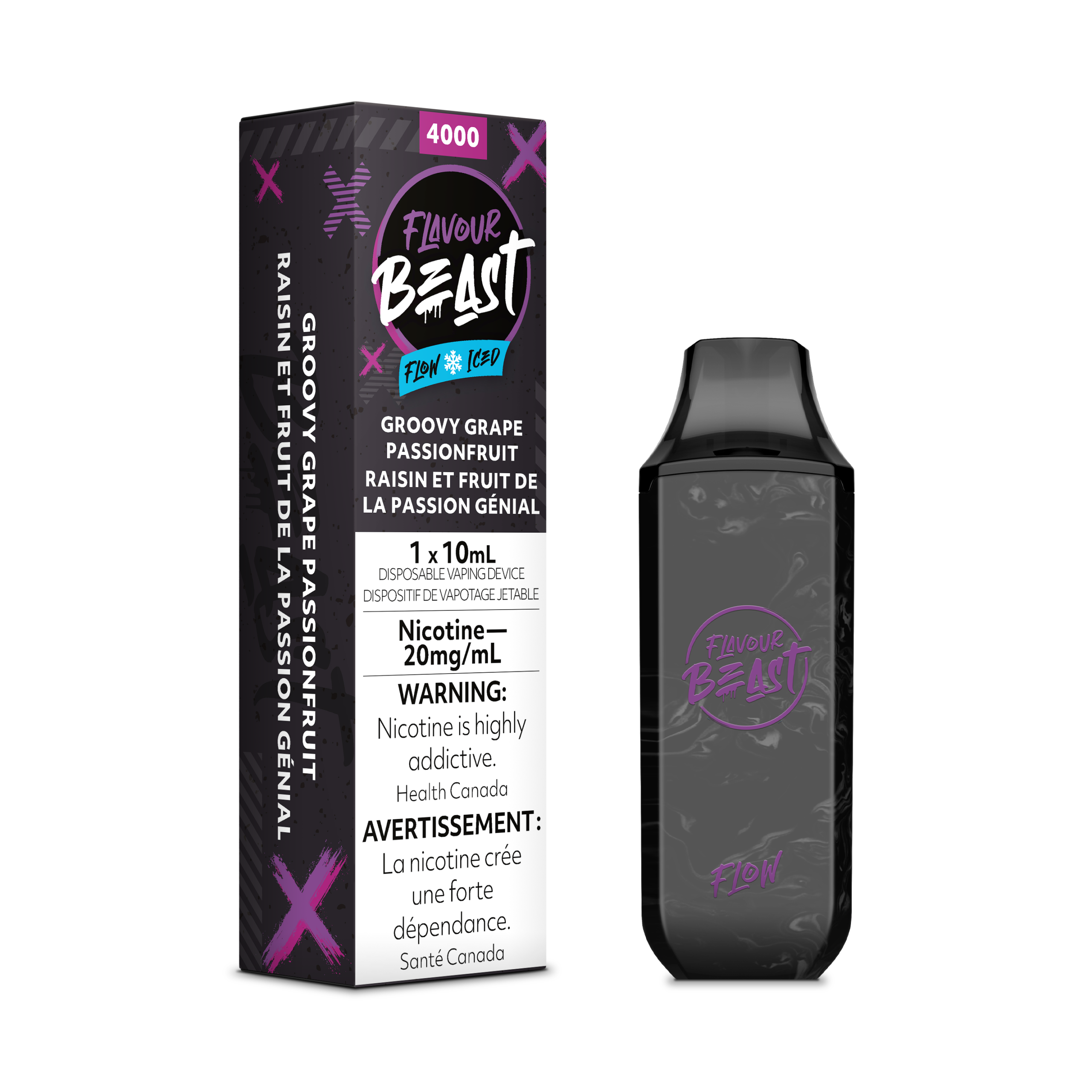 Flavour Beast Flow Rechargeable Disposable 4000 Puffs - Groovy Grape Passionfruit Iced