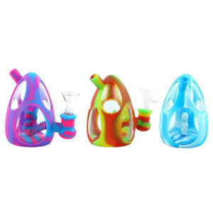 YOSHI EGG SILICONE GLASS BUBBLER - 4.4 Inches - Rasta