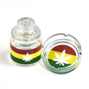 Ashtray Set & Stash Jar - LEAF DESIGN