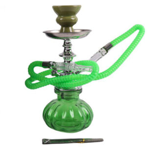 10″ Hookah Single Hose- Forest Mist Shape - Green