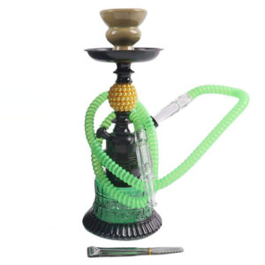 11" Hookah Single Hose - Golden Pearl Shape - Green
