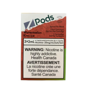 Z pods STLTH Compatible - Watermelon Kiwi Ice - Supreme Nic Blend 20MG with 50MG Throat Hit