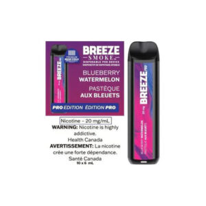 Breeze Pro Disposable Vape - Blueberry Watermelon- 2000 Puffs - ZERO  NICOTINE - Zero Nic