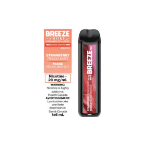 Breeze Pro Disposable Vape - Strawberry Peach Mint - 2000 Puffs - Zero Nicotine - Zero Nicotine