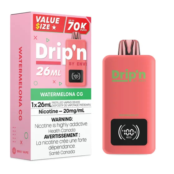 Drip'n by Envi 26ML Disposable Vape - 70K Puffs - Watermelona CG