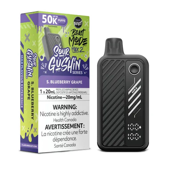 Flavour Beast Mode Max 2 – Sour Gushin S. Blueberry Grape - 50,000 Puffs