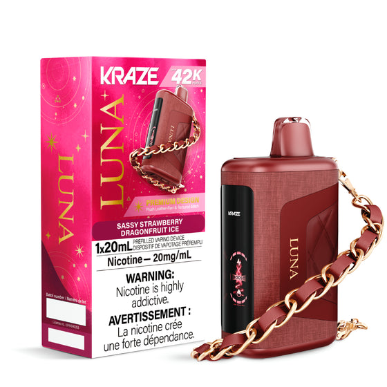 Kraze Luna Disposable Vape - 42K Puffs - Sassy Strawberry Dragonfruit Ice
