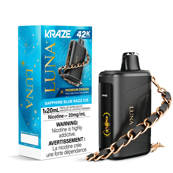 Kraze Luna Disposable Vape - 42K Puffs -Sapphire Blue Razz Ice