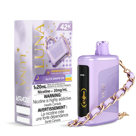 Kraze Luna Disposable Vape - 42K Puffs - Glitz Grape Ice