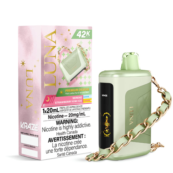 Kraze Luna Disposable Vape - 42K Puffs - Serene Strawberry Kiwi Ice