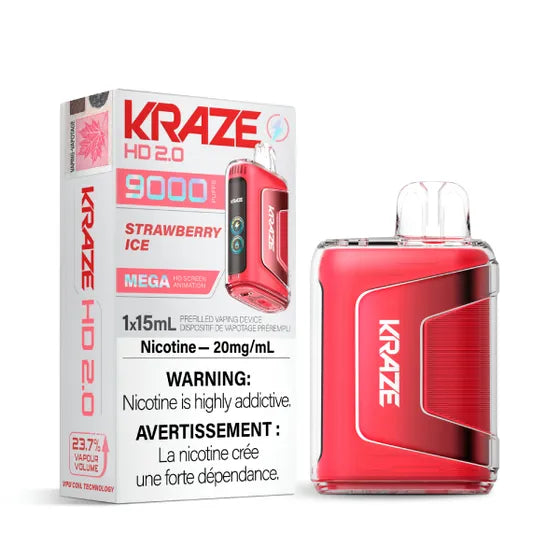 Kraze HD 2.0 Disposable Vape - 9000 Puffs - Strawberry Ice