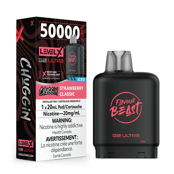 Flavour Beast Level X G2 Ultra Pod - 50k Puffs – Strawberry Classic ICED