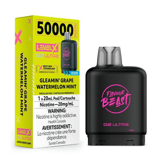 Flavour Beast Level X G2 Ultra Pod - 50k Puffs – Gleamin' Grape Watermelon Mint
