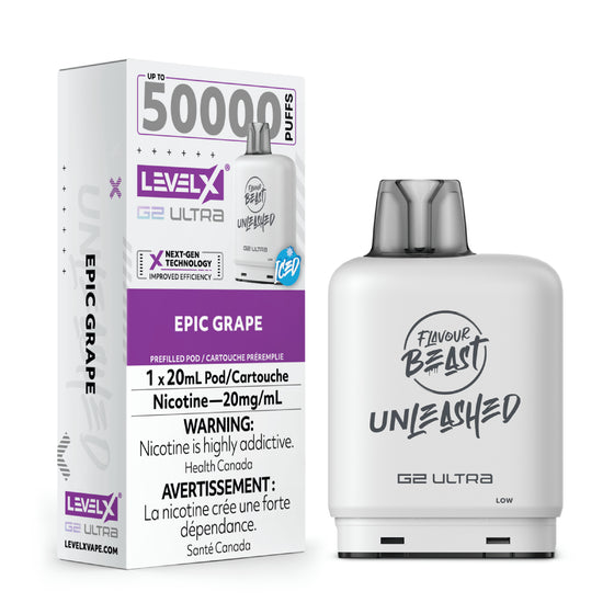 Flavour Beast Level X G2 Ultra Pod - 50k Puffs – Epic Grape Iced