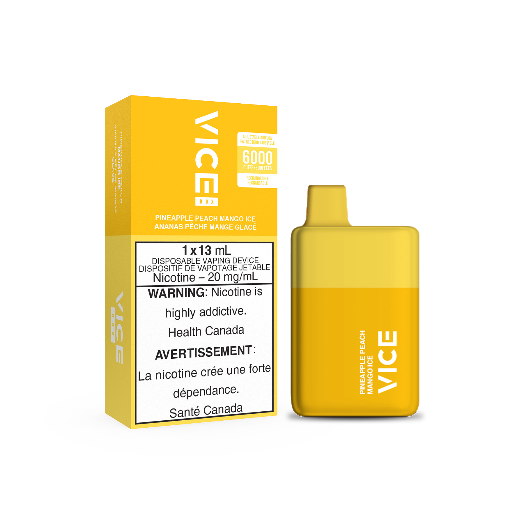 Vice Box Rechargeable Disposable Vape - 6000 Puffs - Pineapple Peach Mango Ice