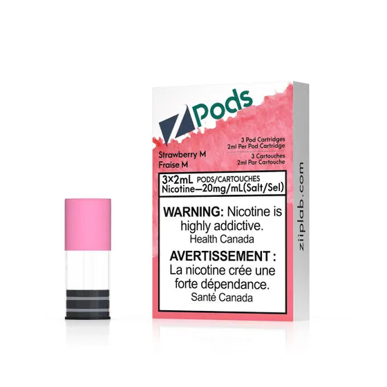 Z pods STLTH Compatible - Strawberry M - Supreme Nic Blend 20MG with 50MG Throat Hit